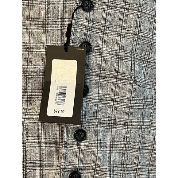 Murano Mens XL Plaid Gray Brown Button Front Vest Pockets Lined NWT - Picture 3 of 5